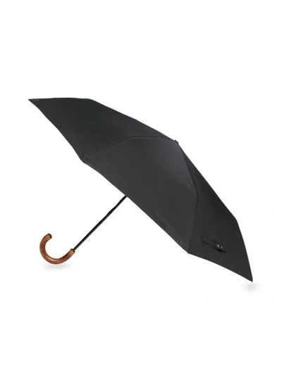 Shop Burberry Vintage Check-lined Folding Umbrella In Black