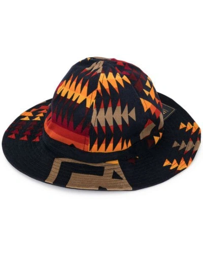 Shop Sacai Aztec Print Safari Hat - Blue