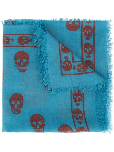 Shop Alexander Mcqueen Skull Scarf - Blue