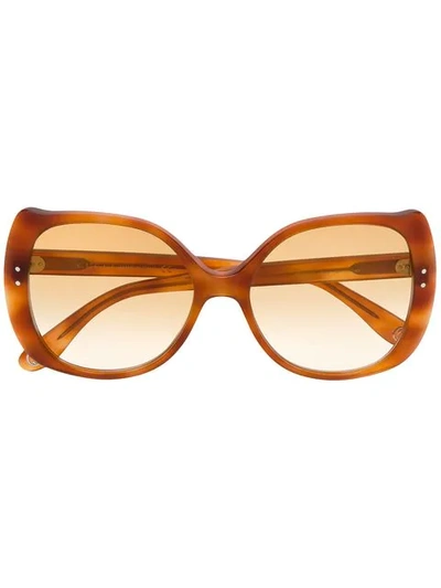 Shop Gucci Round Frame Glasses In Brown