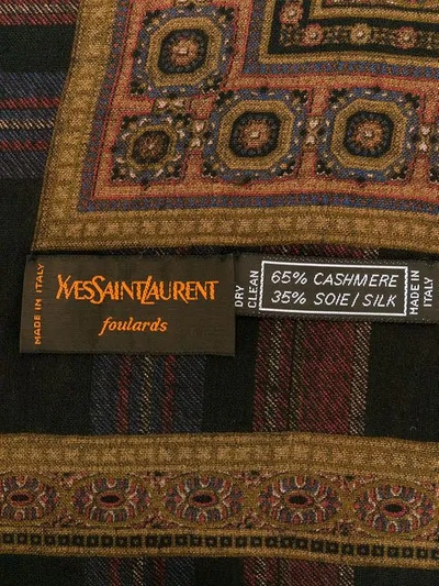 Pre-owned Saint Laurent Plaid Frayed Scarf In Black