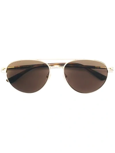Shop Gucci Round Pilot-frame Polarised Sunglasses In Metallic