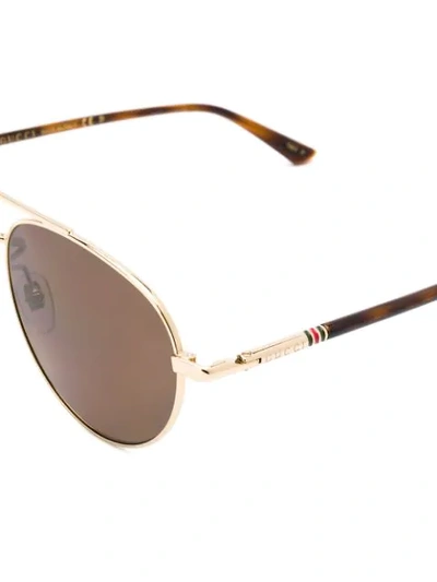 Shop Gucci Round Pilot-frame Polarised Sunglasses In Metallic