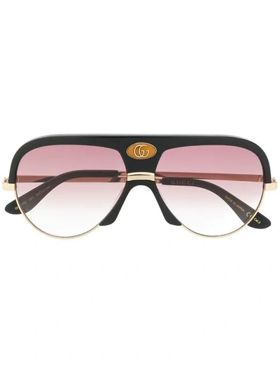 Shop Gucci Klassische Pilotenbrille In Black