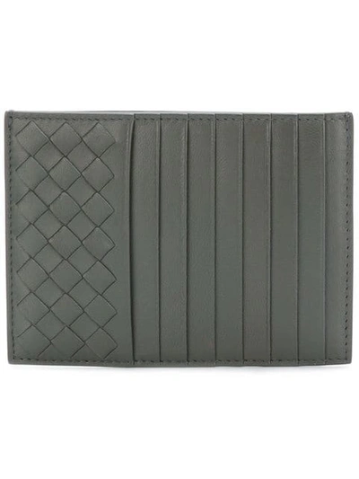 Shop Bottega Veneta Woven Texture Card Holder In Grey