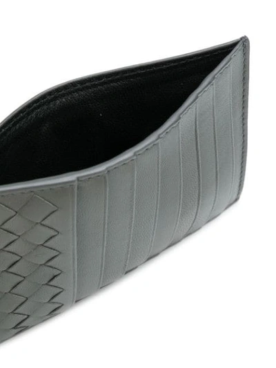 Shop Bottega Veneta Woven Texture Card Holder In Grey