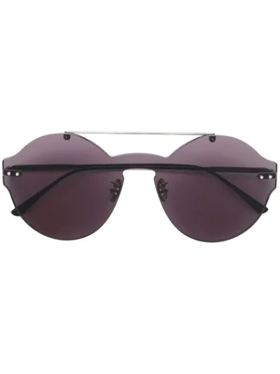 Shop Bottega Veneta Intrecciato Weave Motif Sunglasses In Black