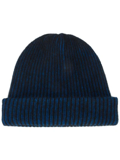 Shop The Elder Statesman Cashmere Watchman Beanie In True Blue/black