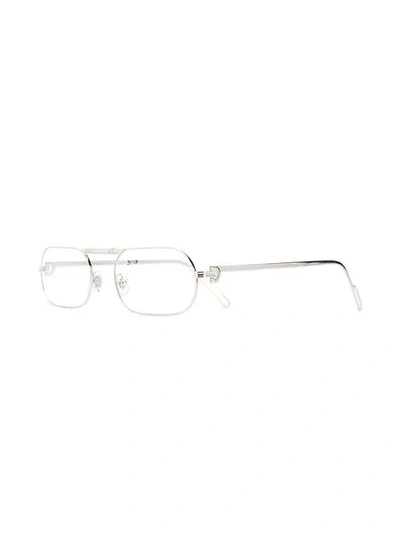 Shop Cartier Oval Lens Glasses In Silver
