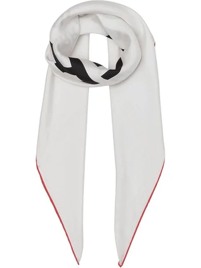 Shop Burberry Horseferry Print Silk Square Scarf In White