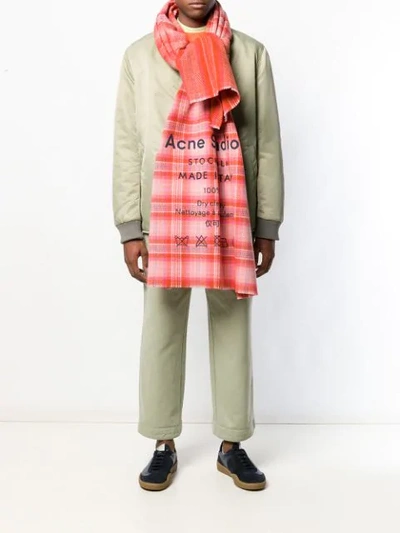 Shop Acne Studios Cassiar Check Oversized Scarf In Pink