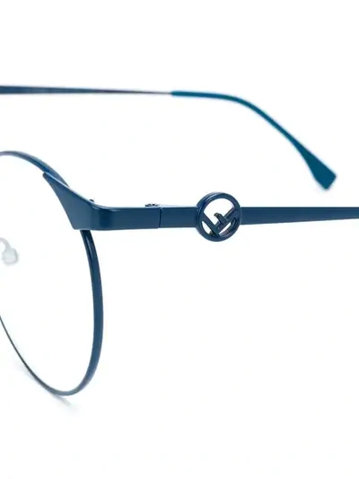 Shop Fendi Round Glasses In Blue