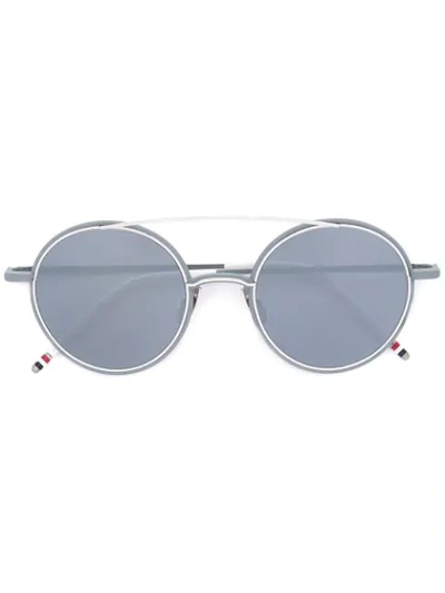 Shop Thom Browne Round Shaped Sunglasses In Metallic