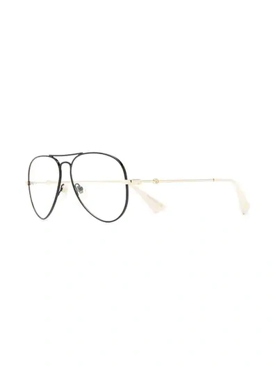 Shop Gucci Aviator Framed Glasses In Gold