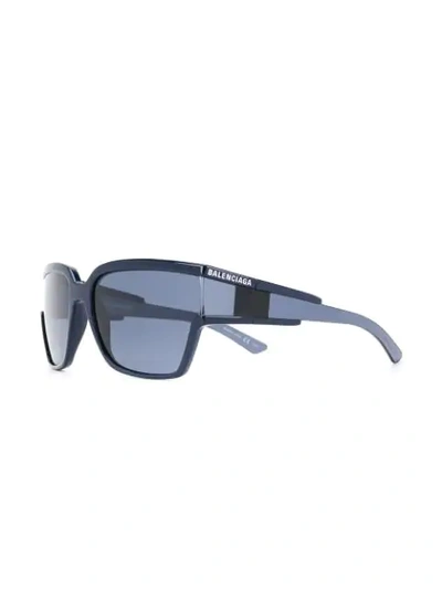 Shop Balenciaga Rectangle Frame Sunglasses In Blue