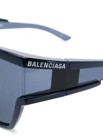 Shop Balenciaga Rectangle Frame Sunglasses In Blue
