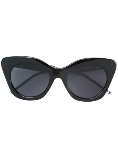 Shop Thom Browne Black Sunglasses With Dark Grey Lens