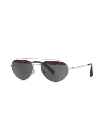 Shop Alain Mikli Round Frame Aviator Sunglasses In Silver