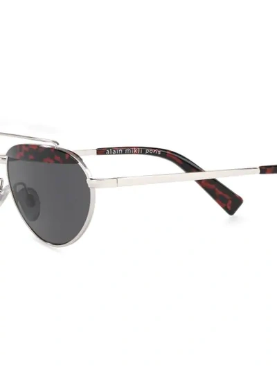 Shop Alain Mikli Round Frame Aviator Sunglasses In Silver