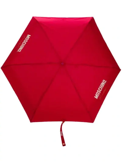 Shop Moschino Couture Print Umbrella In Red