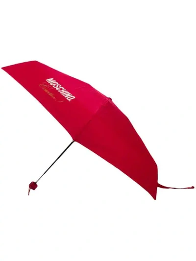 Shop Moschino Couture Print Umbrella In Red