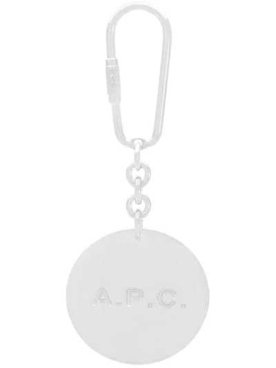 Shop A.p.c. Logo Keyring In Silver