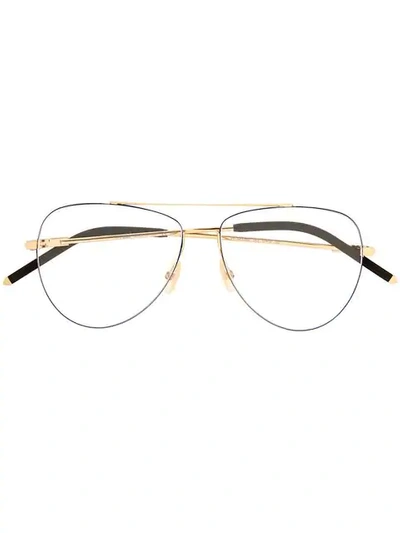 Shop Fendi Aviator Frame Glasses In Gold