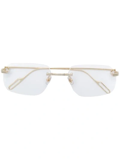 Shop Cartier Rimless Square Shaped Glasses In Gold