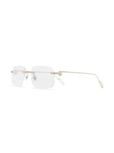 Shop Cartier Rimless Square Shaped Glasses In Gold