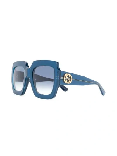 Shop Gucci Square Shaped Sunglasses In Blue