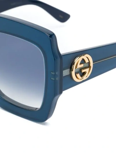 Shop Gucci Square Shaped Sunglasses In Blue