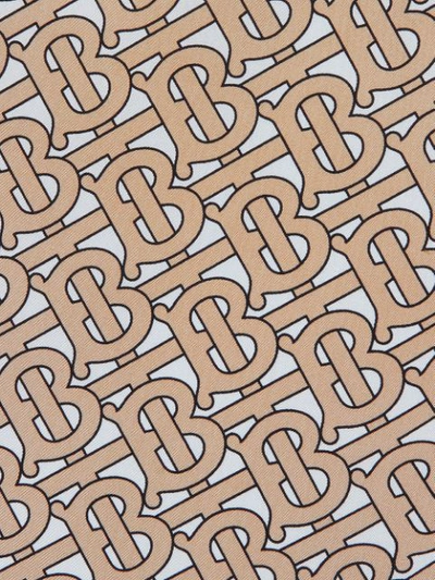 Shop Burberry Monogram Print Silk Square Scarf In Brown