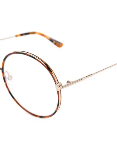 Shop Tom Ford Tortoiseshell Thin Round Frame Glasses In Brown