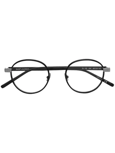 Shop Saint Laurent Round Framed Glasses In Black