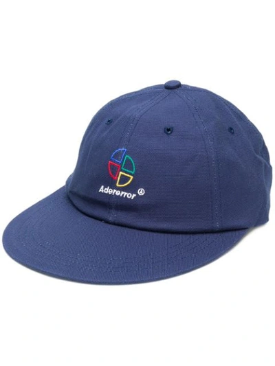Shop Ader Error Embroidered Straight Peak Cap In Blue
