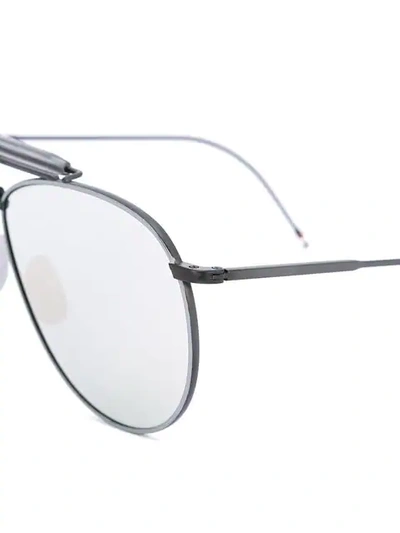 Shop Thom Browne Mirrored Aviator Sunglasses In Grey