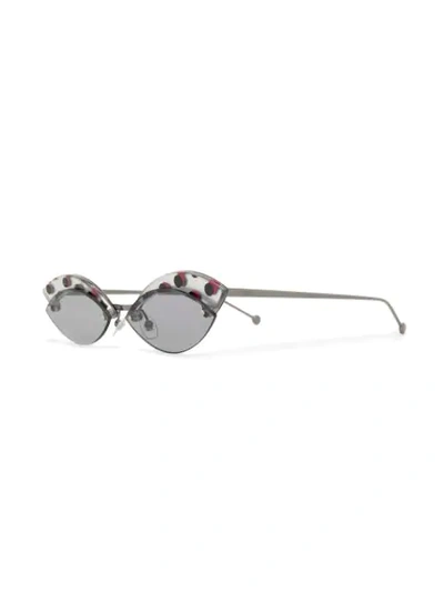 FENDI EYEWEAR POLKA-DOT CAT EYE SUNGLASSES - 金属色