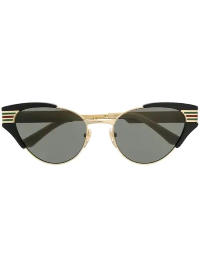 Shop Gucci Gg0522s Web Stripe Sunglasses In Black