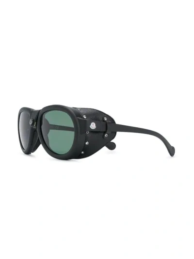 Shop Moncler Retro Aviator Sunglasses In Black