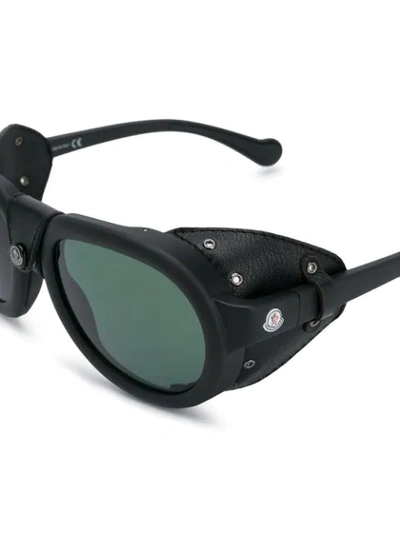 Shop Moncler Retro Aviator Sunglasses In Black