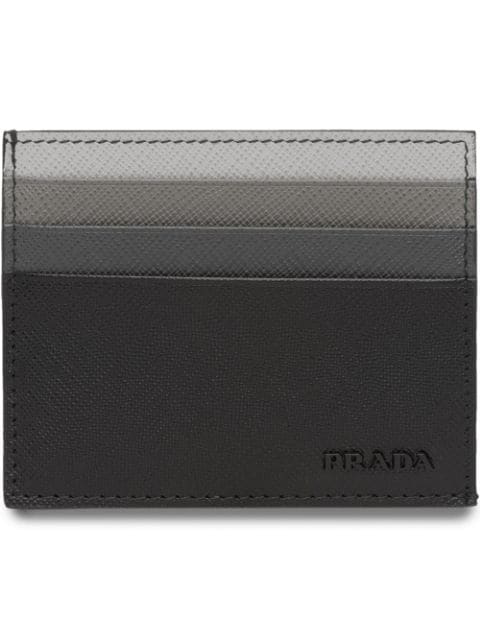 Prada Saffiano Leather Credit Card Holder In Black | ModeSens