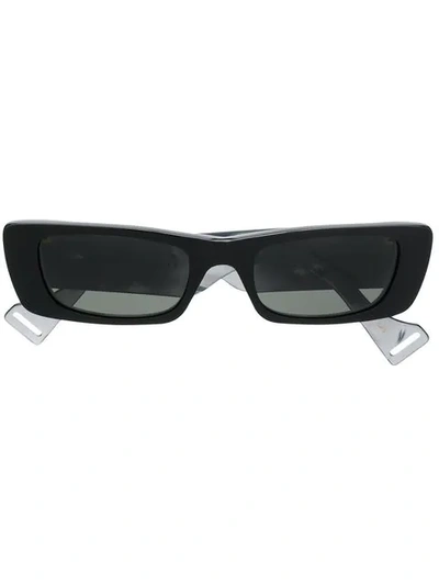 Shop Gucci Narrow Frame Sunglasses In Black