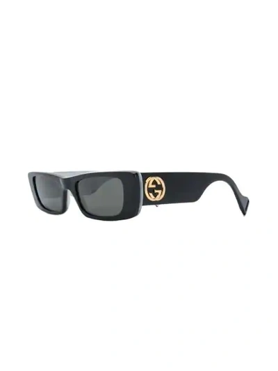 Shop Gucci Narrow Frame Sunglasses In Black