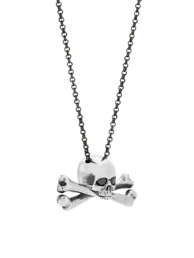 Shop Ugo Cacciatori Skull And Crossbone Pendant Necklace In Metallic