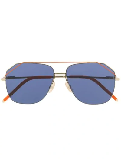 Shop Fendi Oversized Aviator Sunglasses In Orange