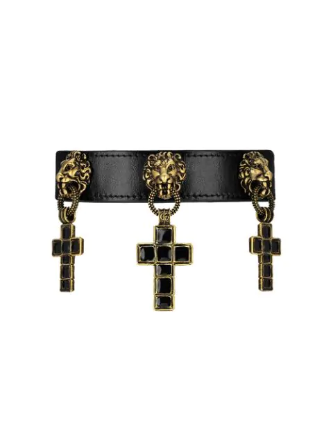 Gucci Leather Bracelet With Cross 