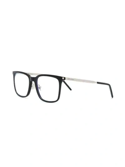 Shop Saint Laurent Eyewear Rectangular Shaped Glasses - Black