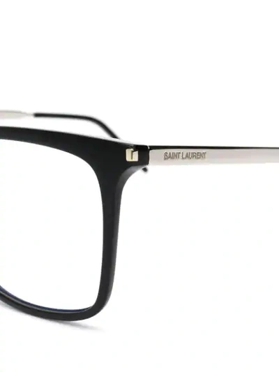 Shop Saint Laurent Eyewear Rectangular Shaped Glasses - Black