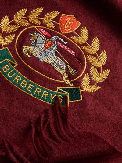 Shop Burberry The Classic Cashmere Scarf With Archive Logo In Claret