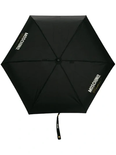 Shop Moschino Couture Print Umbrella In Black